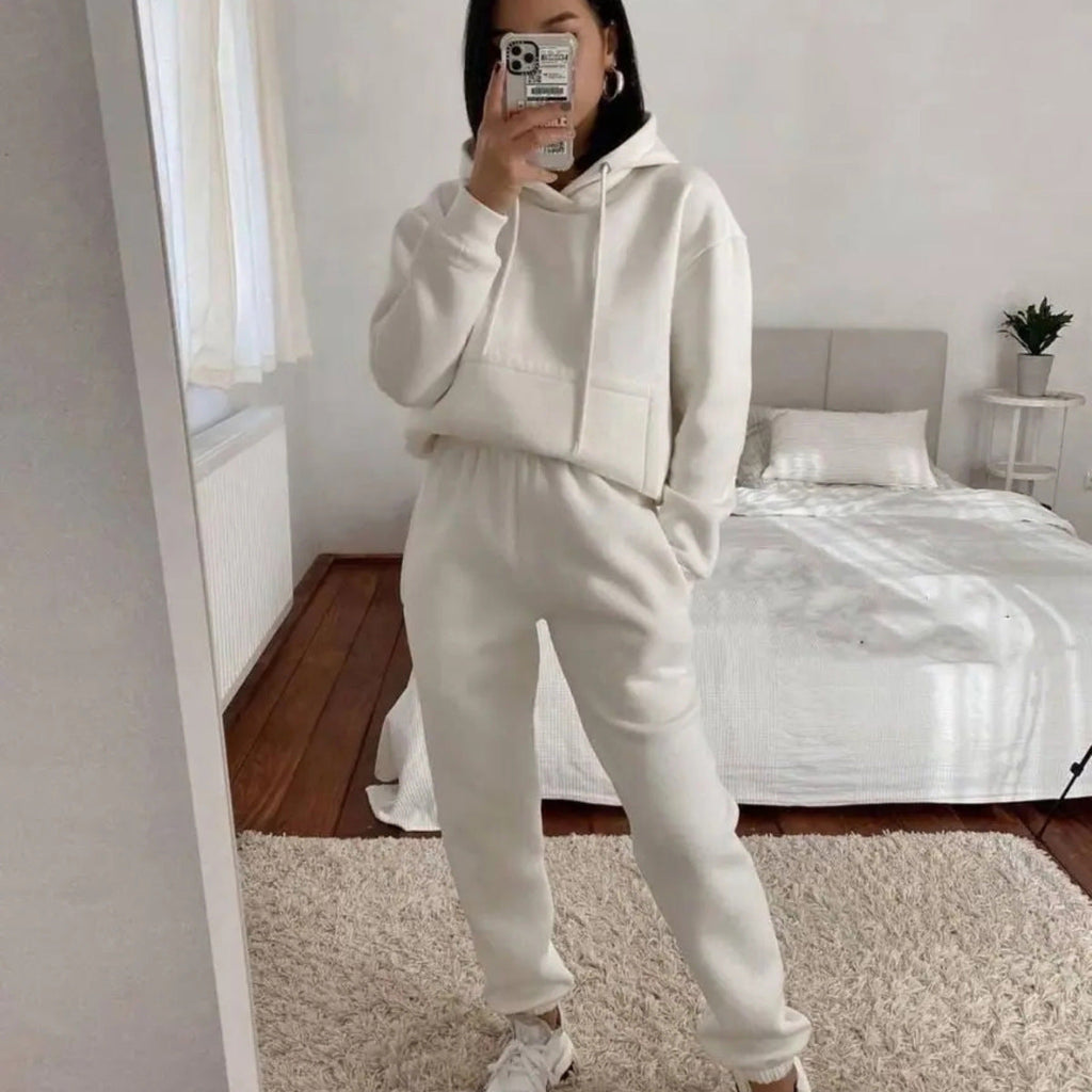 Damen nan kuscheliger Oversize-Kapuzenpullover und Highwaist-Jogginghose Set