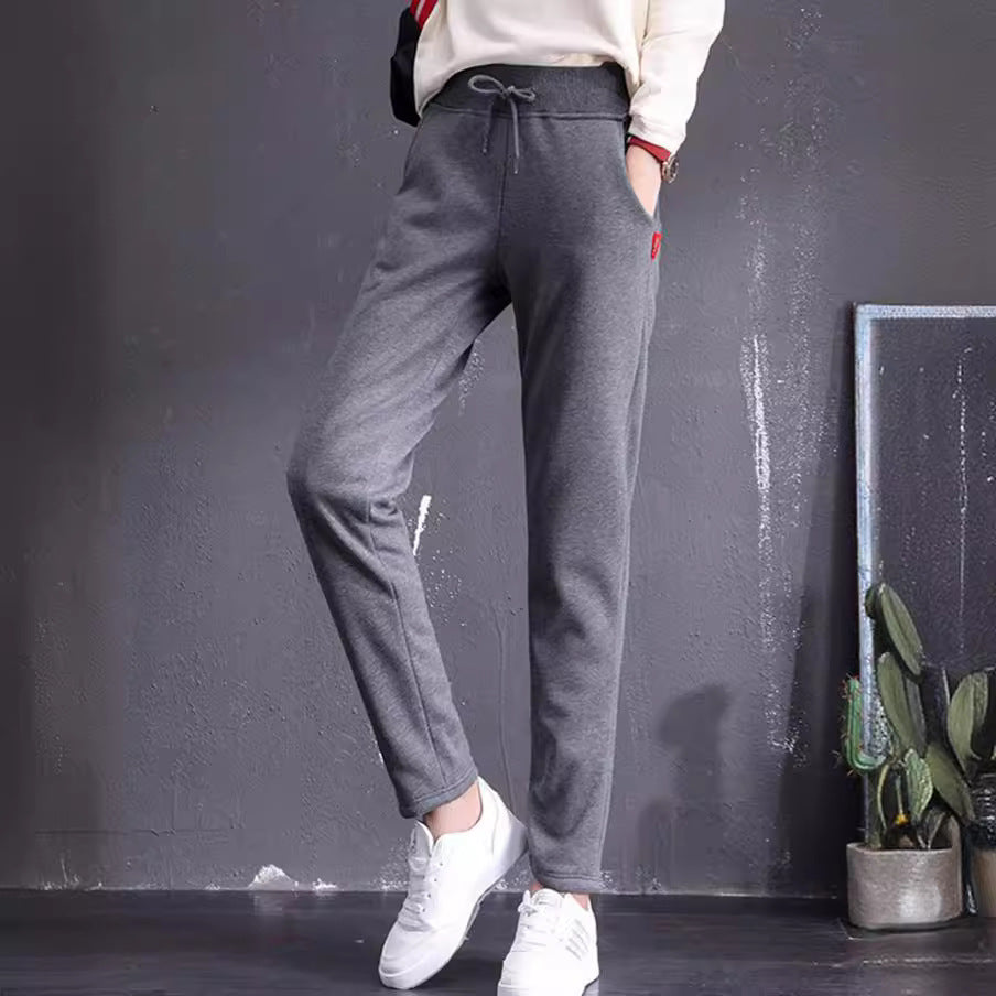 Damen nan gefütterte Thermo-Jogginghose mit Teddyfutter, elastischem Bund und Kordelzug