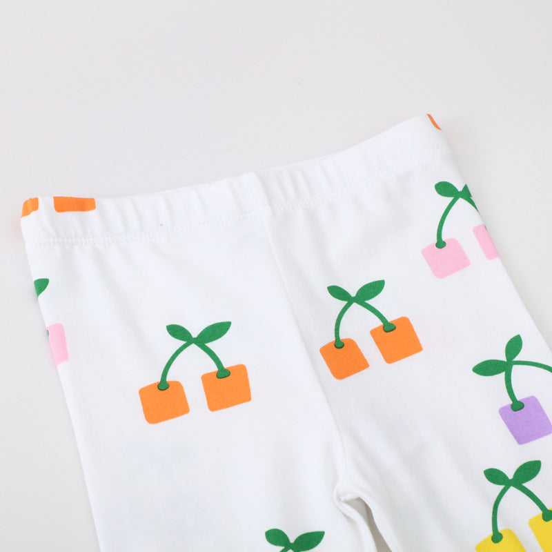 Mädchen Leggings mit fröhlichem Blüten- und Pflanzenmuster