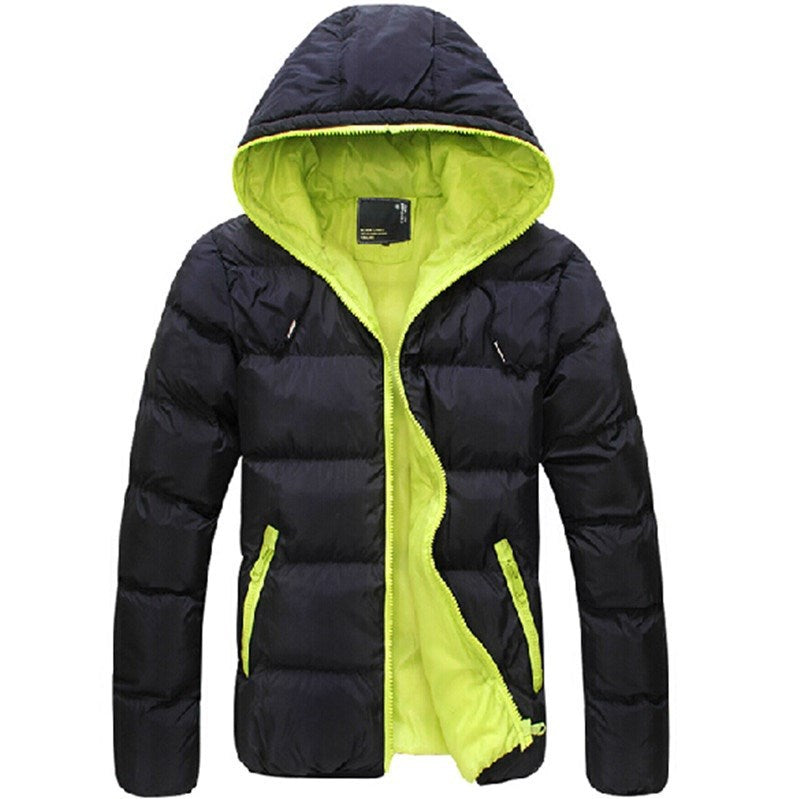 Herren nan gesteppte Kapuzen-Steppjacke mit kontrastierendem Fleecefutter und seitlichen Reißverschlusstaschen