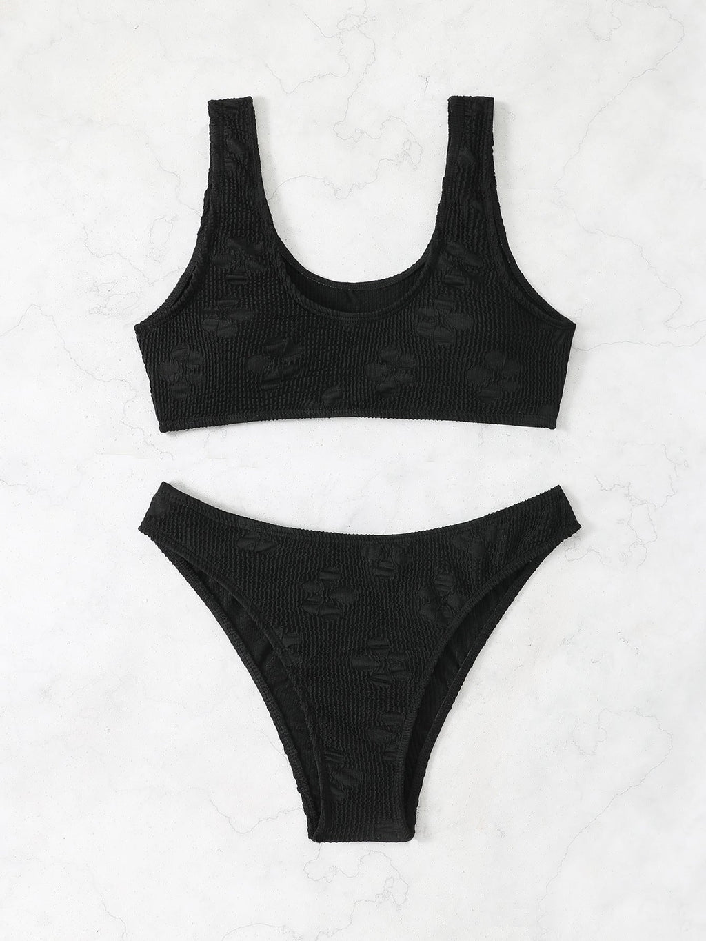 Damen Bikini-Set mit strukturiertem Oberteil und hoch geschnittenem Slip Selmira