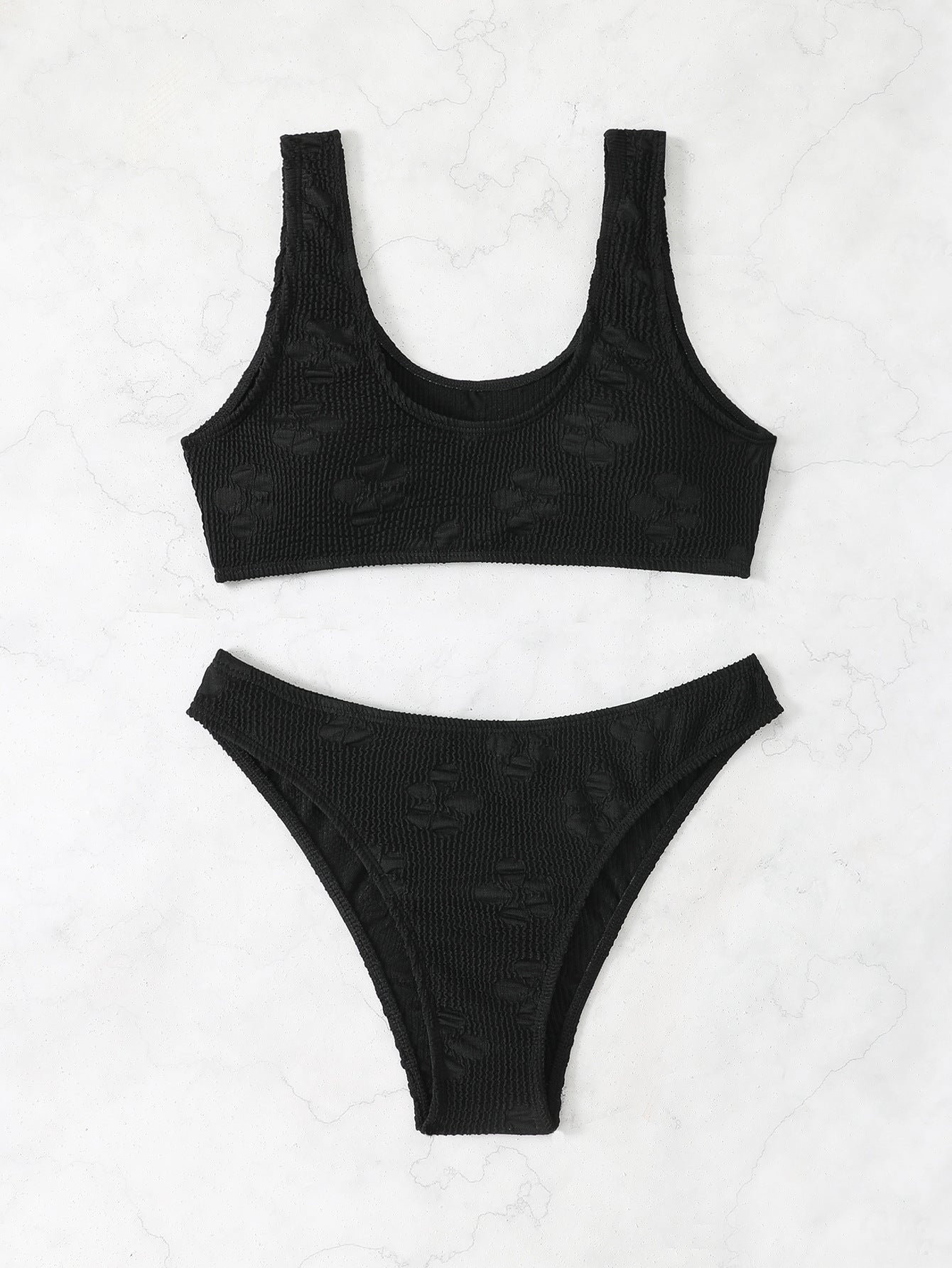 Damen Bikini-Set mit strukturiertem Oberteil und hoch geschnittenem Slip Selmira