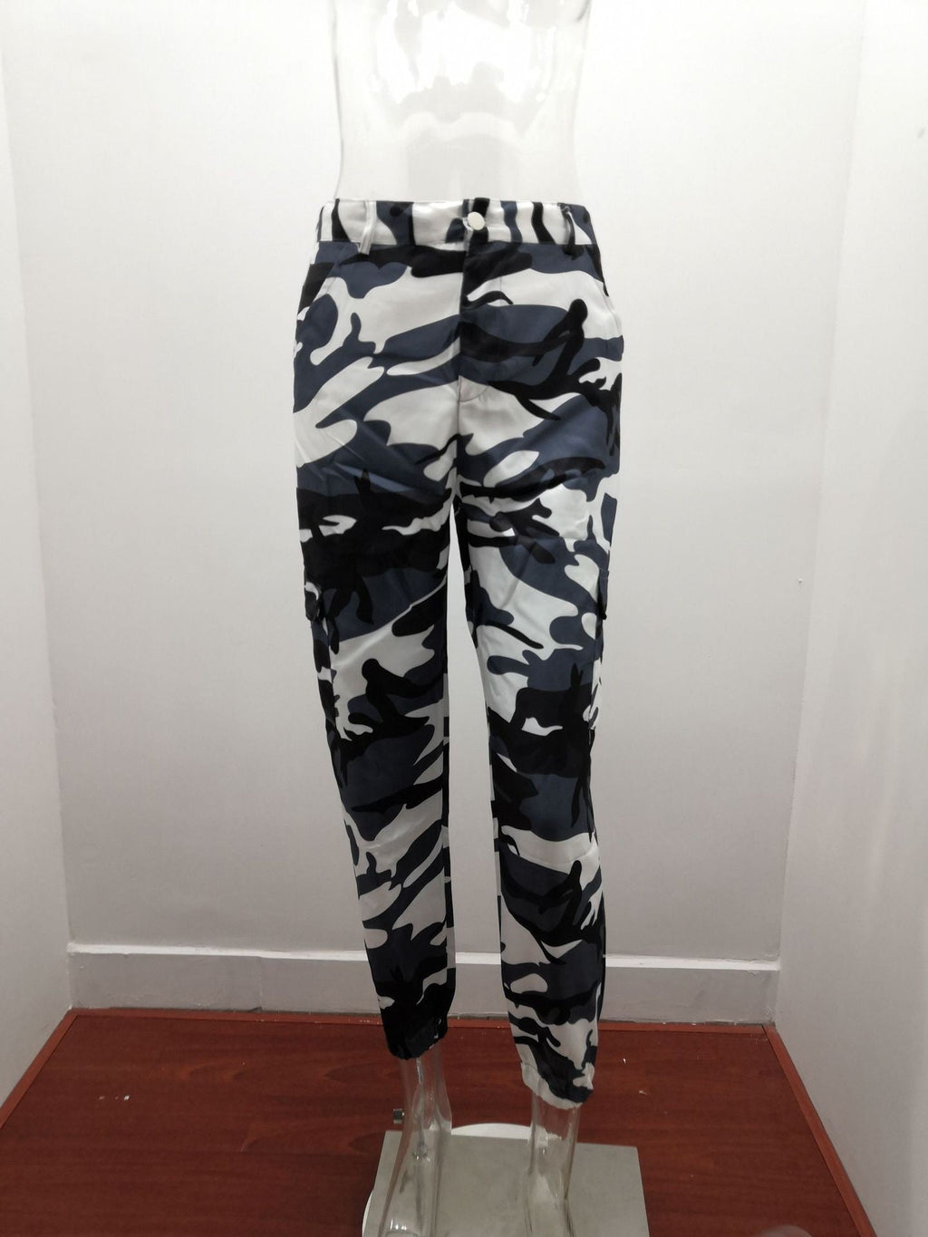 Damen nan Cargohose mit urbanem Camouflage-Print und elastischem Bund
