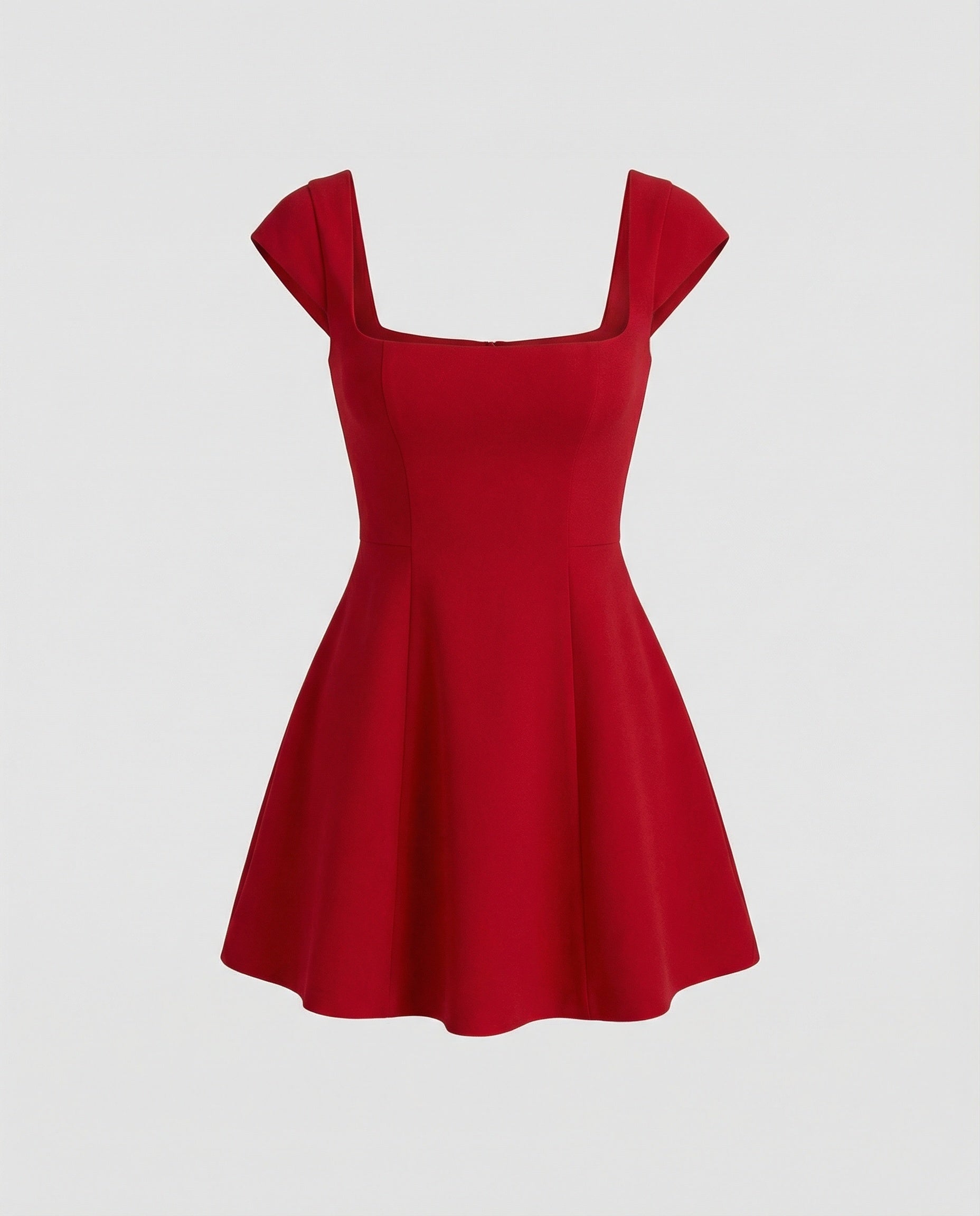 Damen elegantes Cocktailkleid mit quadratischem Ausschnitt und schwingendem Rock Selmira
