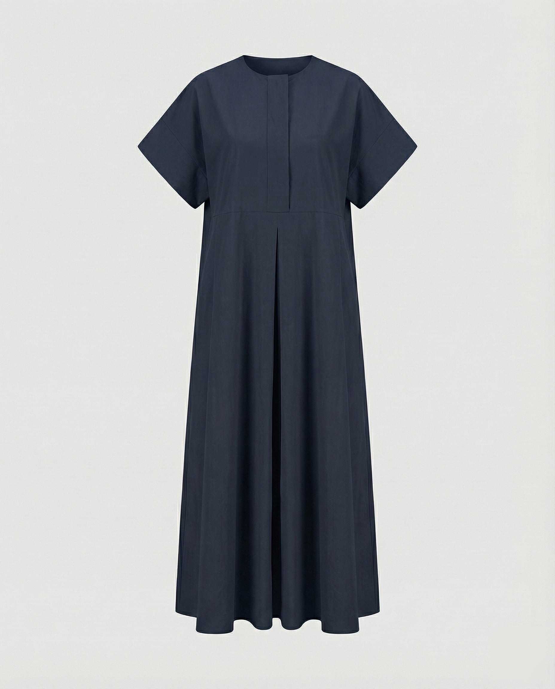 Damen A-Linien-Maxikleid Leinenmix Kellerfalten