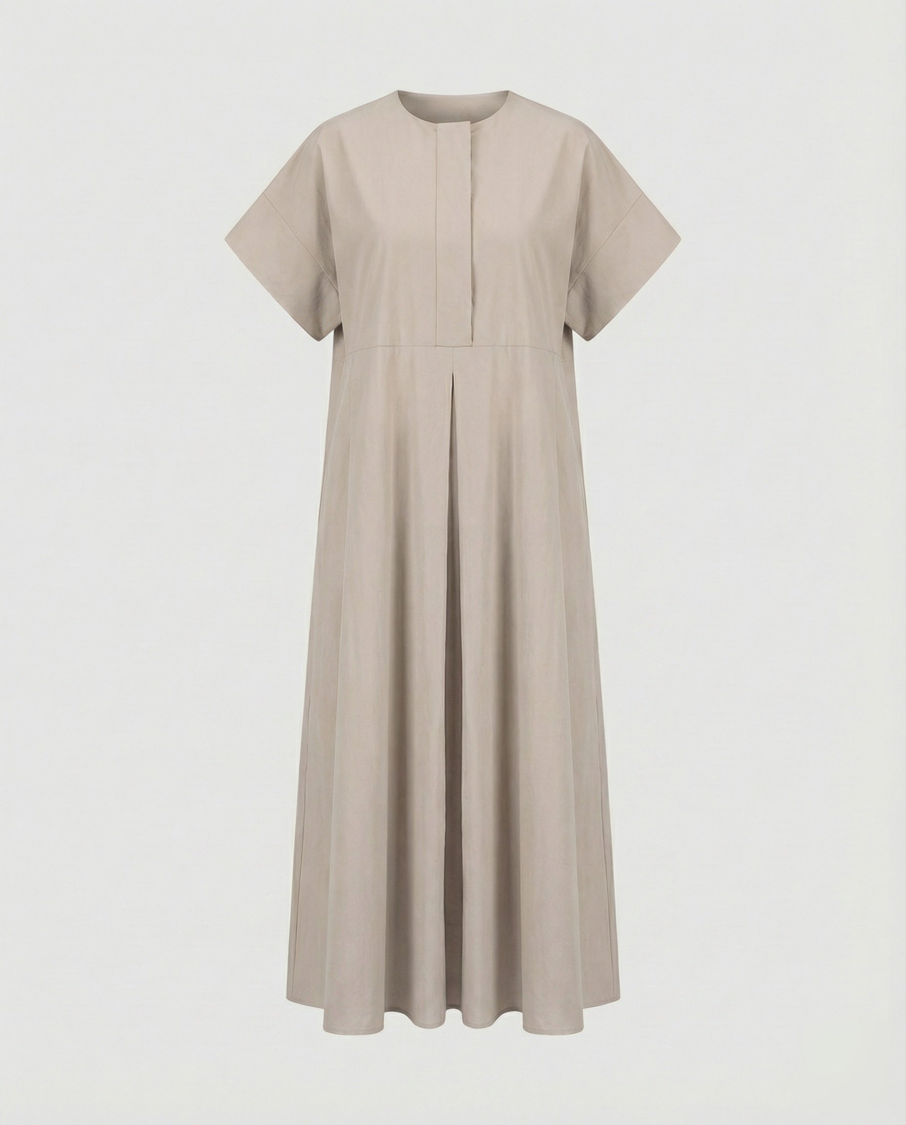 Damen A-Linien-Maxikleid Leinenmix Kellerfalten