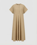 Damen A-Linien-Maxikleid Leinenmix Kellerfalten