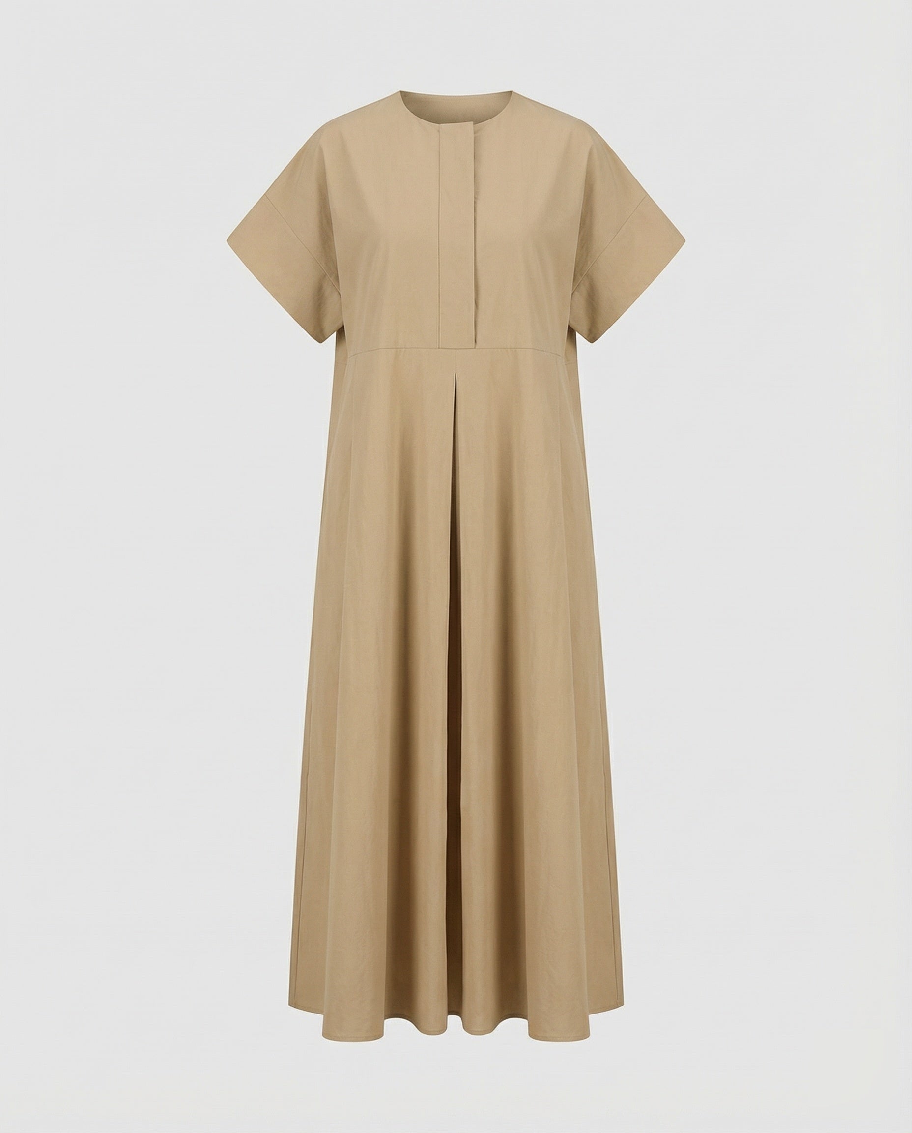 Damen A-Linien-Maxikleid Leinenmix Kellerfalten