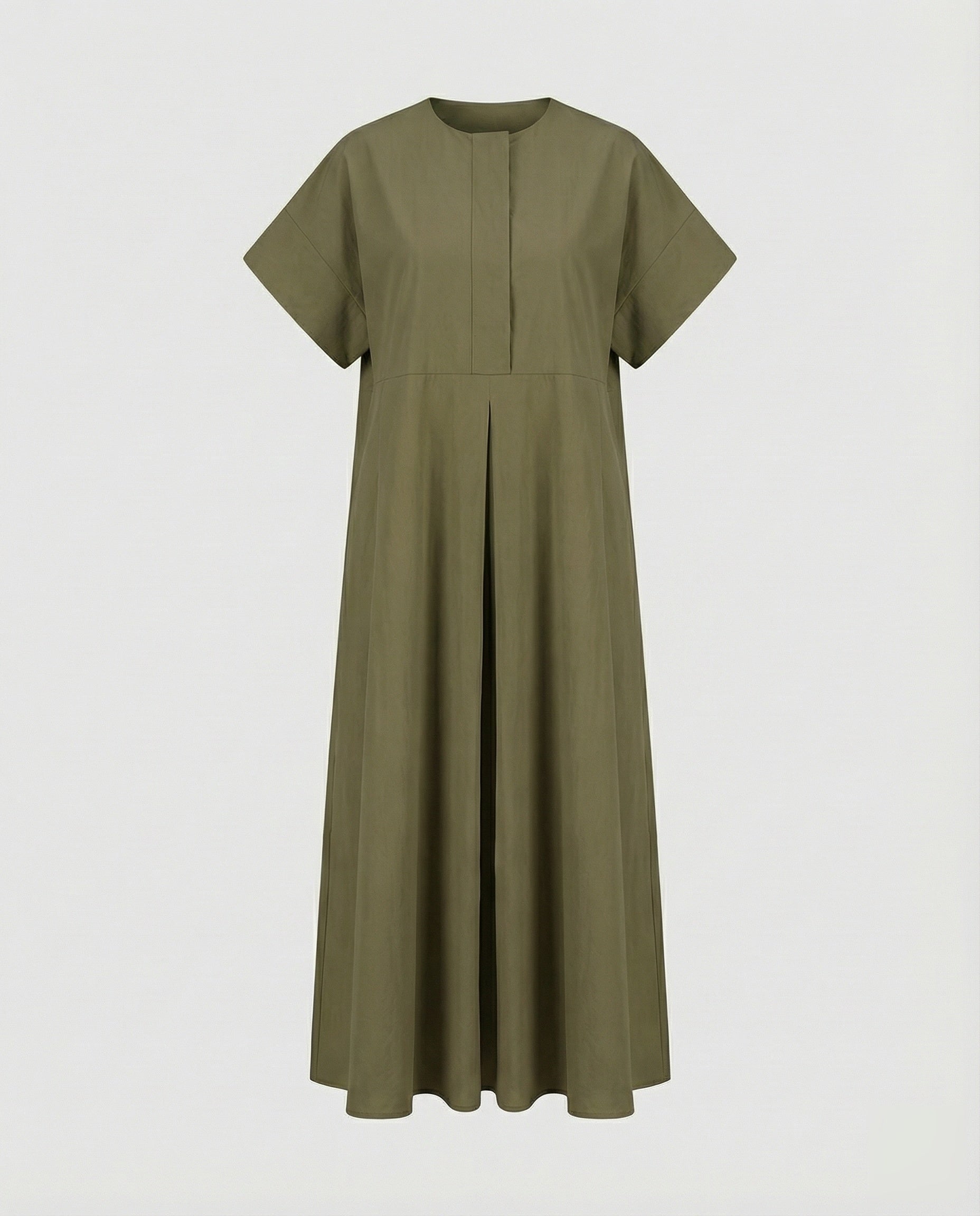 Damen A-Linien-Maxikleid Leinenmix Kellerfalten