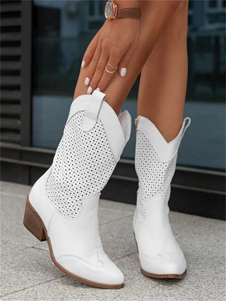 Atmungsaktive Schicke Cowboy-Stiefel mit Reißverschluss