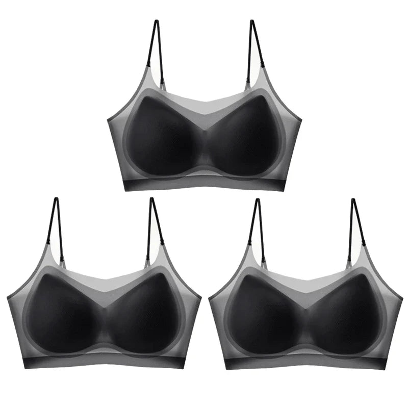 Selmira 3er-Pack Ultradünner Eiskrepp Gepolsterter BH – Nahtlos, Weich & Atmungsaktiv, Wireless Bralette