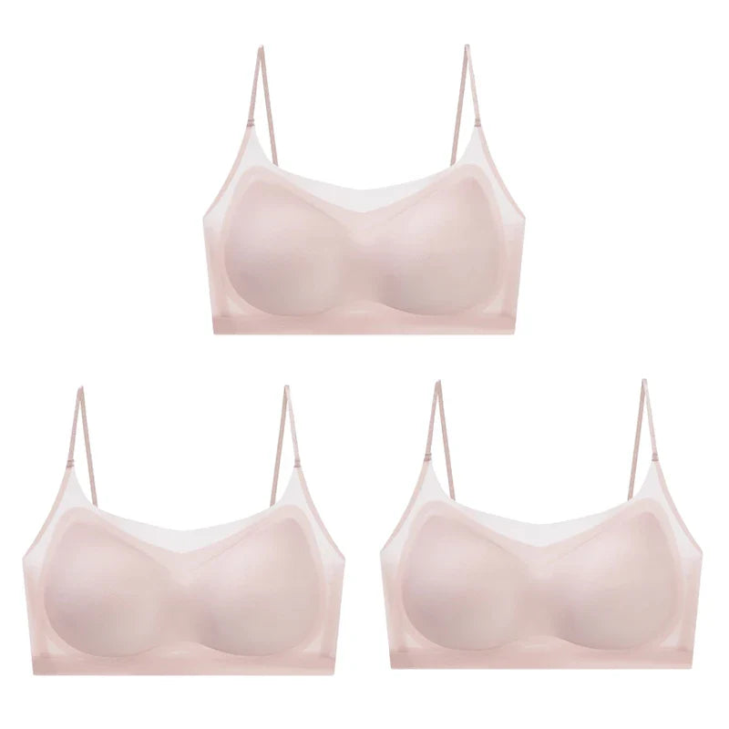 Selmira 3er-Pack Ultradünner Eiskrepp Gepolsterter BH – Nahtlos, Weich & Atmungsaktiv, Wireless Bralette