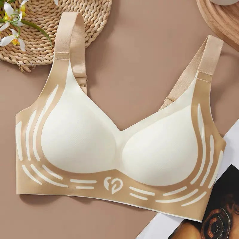 Selmira Nahtloser Push-up BH – Kein Stahlbügel, V-Ausschnitt Yoga Bralette für Damen