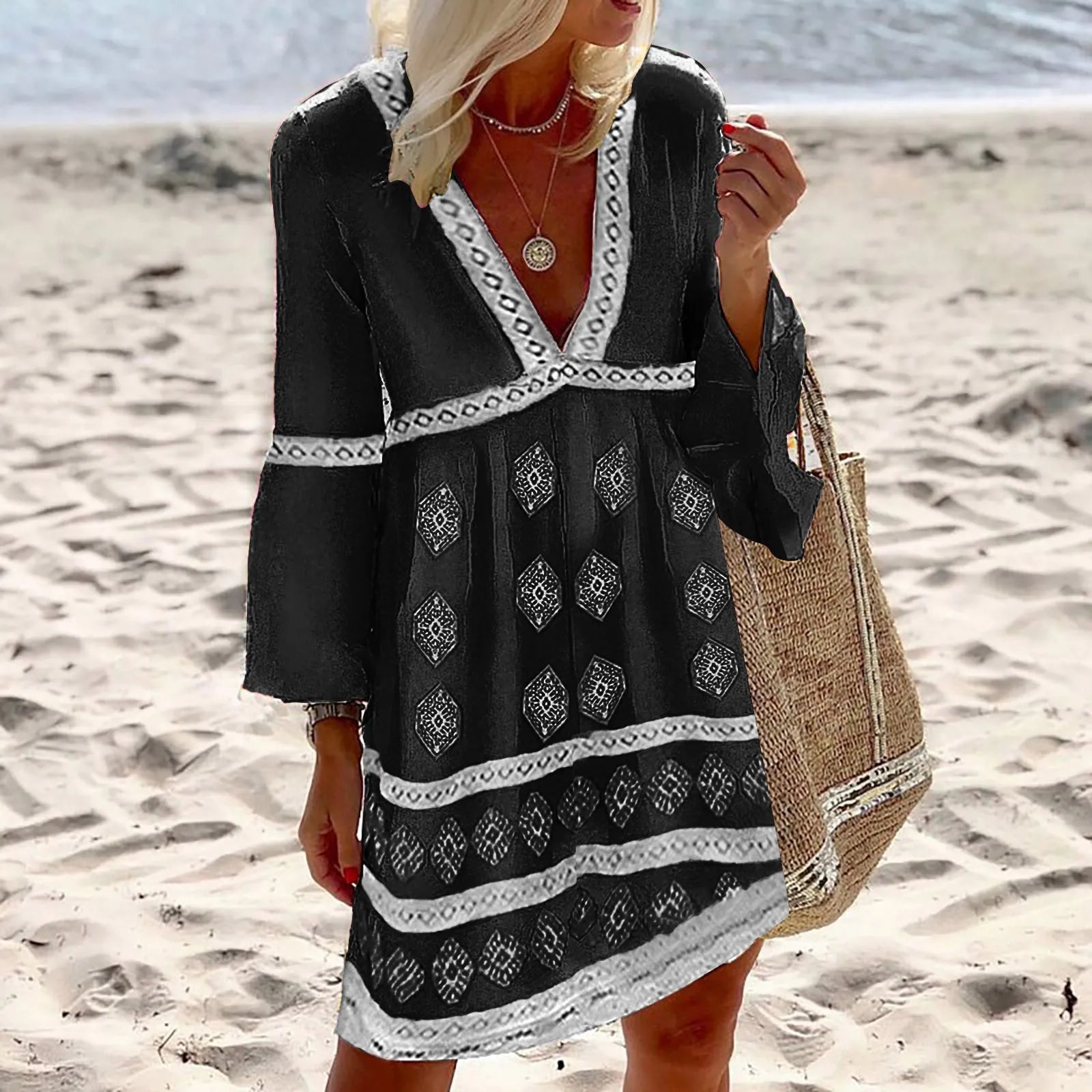 Bequemes Sommerkleid mit Fledermausärmeln