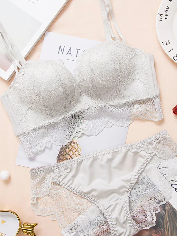 Push-Up BH Set Ohne Bügel | Nahtloser BH mit Polsterung & Spitze – Komfort BH Damen