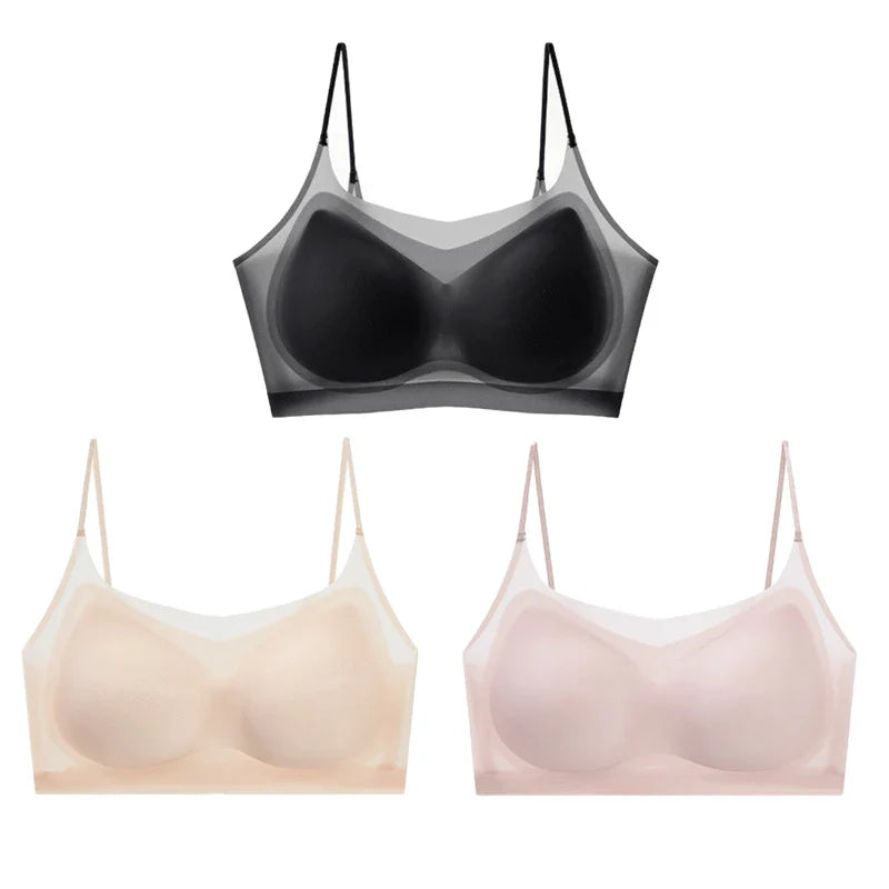 Selmira 3er-Pack Ultradünner Eiskrepp Gepolsterter BH – Nahtlos, Weich & Atmungsaktiv, Wireless Bralette