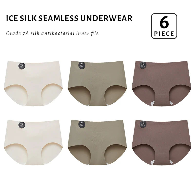 FallSweet 6PCS Nahtlose Seidenslips – Ultradünn, Hohe Elastizität, Weich, Atmungsaktive Unterwäsche für Damen