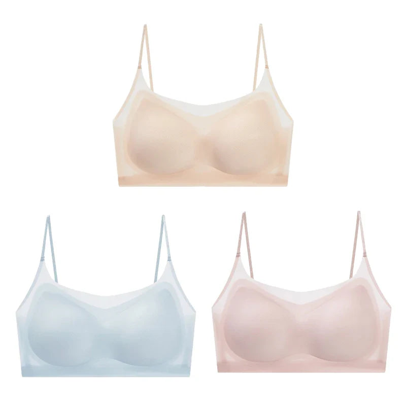 Selmira 3er-Pack Ultradünner Eiskrepp Gepolsterter BH – Nahtlos, Weich & Atmungsaktiv, Wireless Bralette