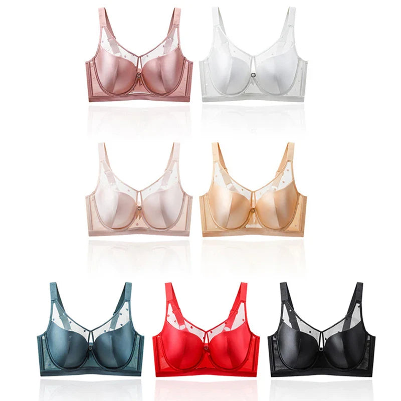 Selmira Groß-Size Push-up BH für Damen – Nahtloser Drahtloser BH, Strassdetail, Bequeme Unterwäsche