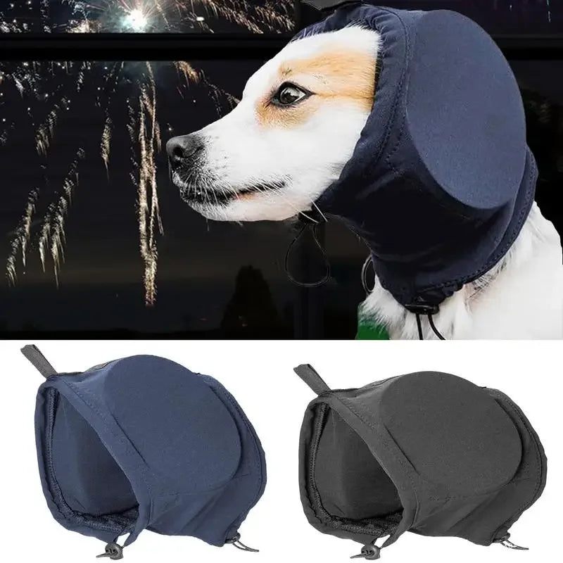 kaufsy | Geräuschdämpfende Hundeohrenschützer | Bequemes, atmungsaktives Polyester zur Linderung von Ängsten bei Feuerwerk und Gewittern