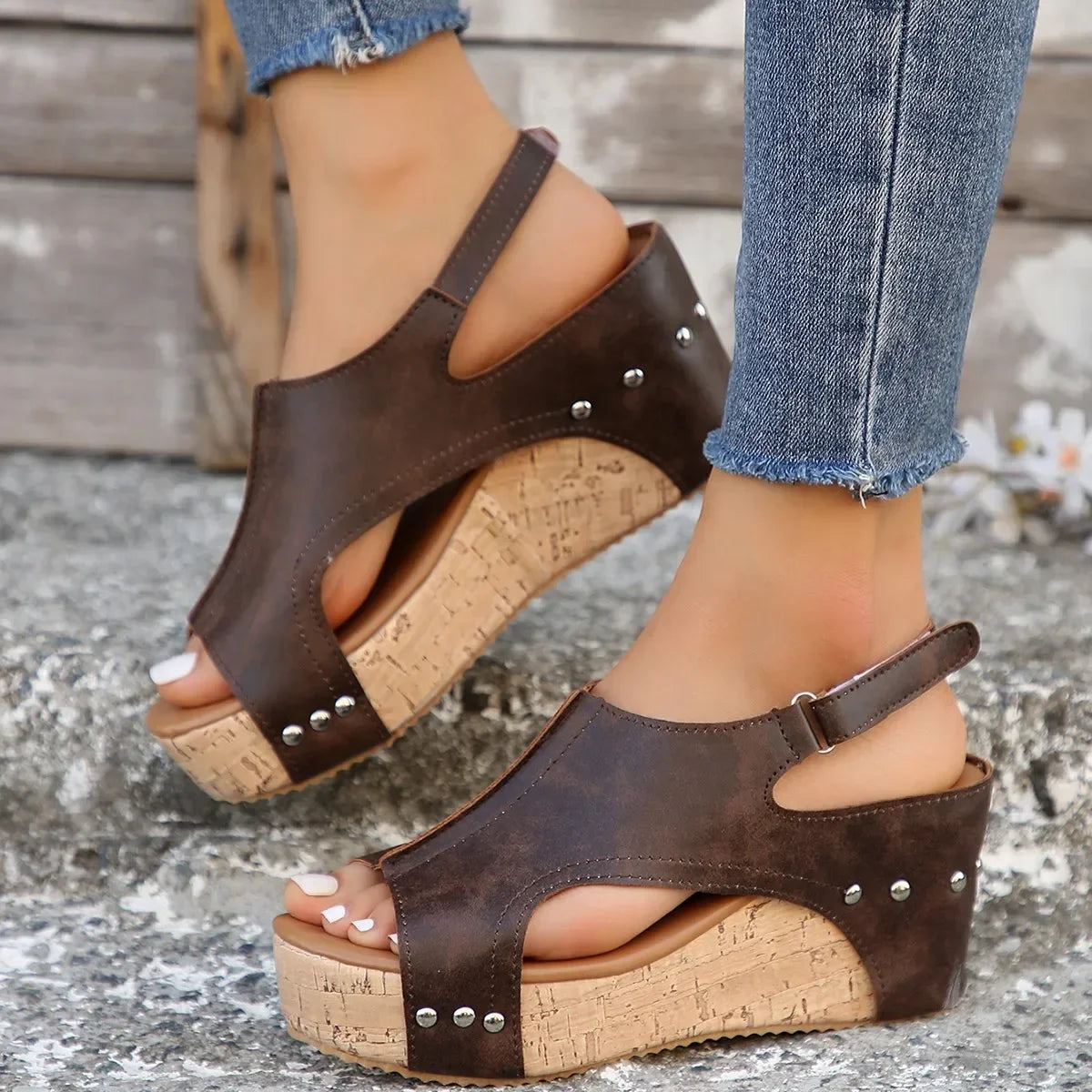 Selmira | Orthopädische Keil-Sandalen mit offener Spitze