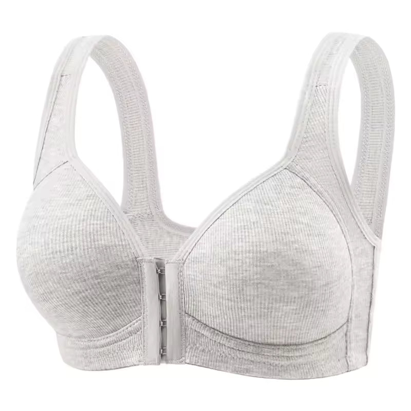 Selmira Plus-Size Frontknopf Verschluss Drahtloser BH – Elastischer Fester Cup, Push-up Komfort-Unterwäsche