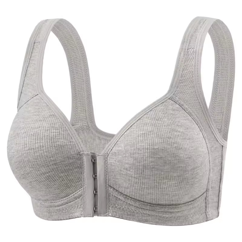 Selmira Plus-Size Frontknopf Verschluss Drahtloser BH – Elastischer Fester Cup, Push-up Komfort-Unterwäsche