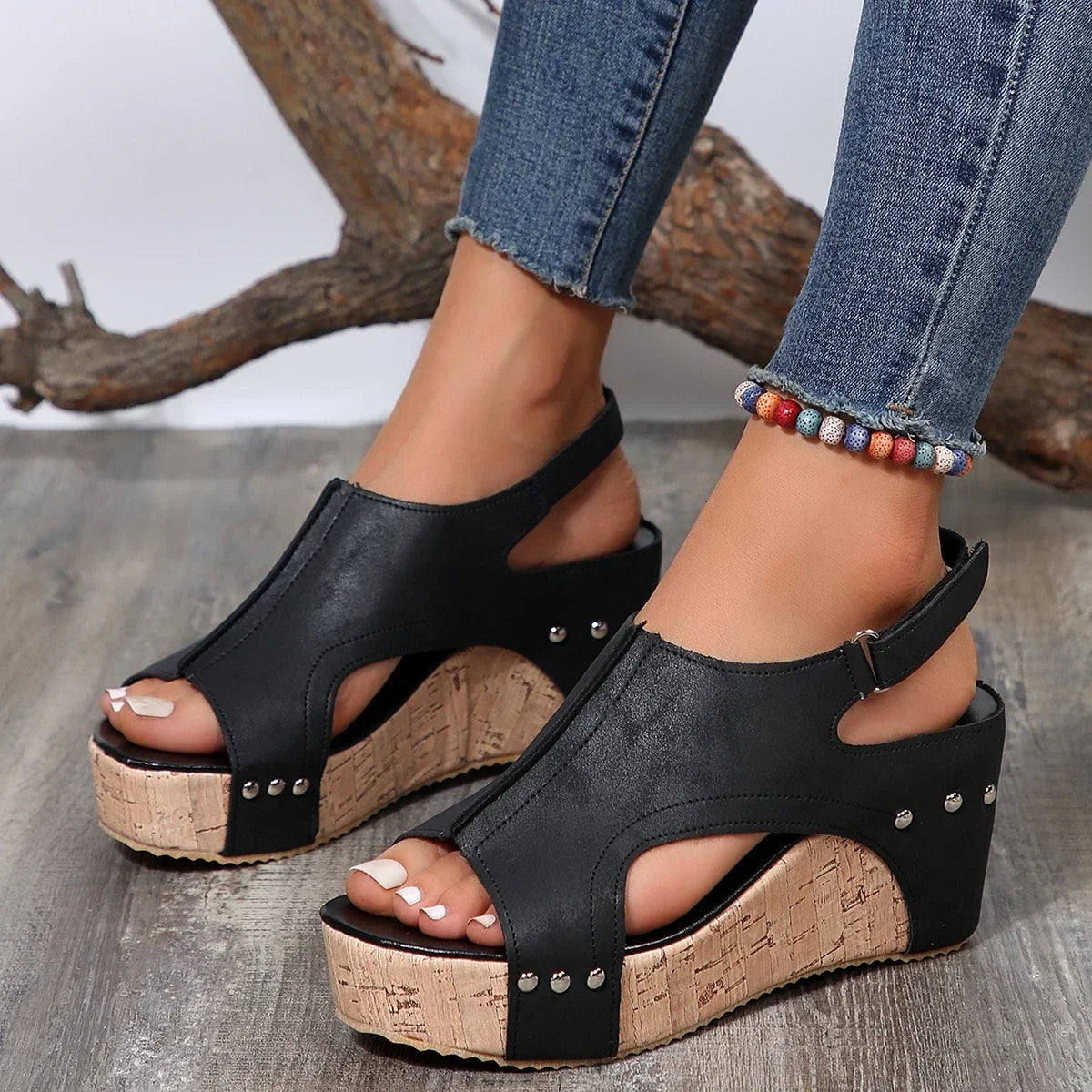 Selmira | Orthopädische Keil-Sandalen mit offener Spitze