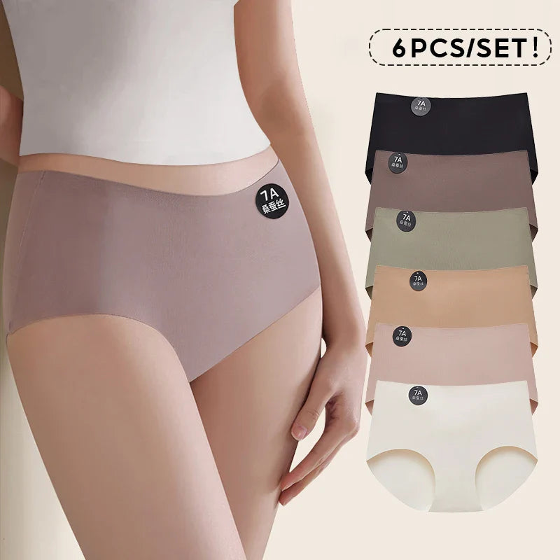 FallSweet 6PCS Nahtlose Seidenslips – Ultradünn, Hohe Elastizität, Weich, Atmungsaktive Unterwäsche für Damen