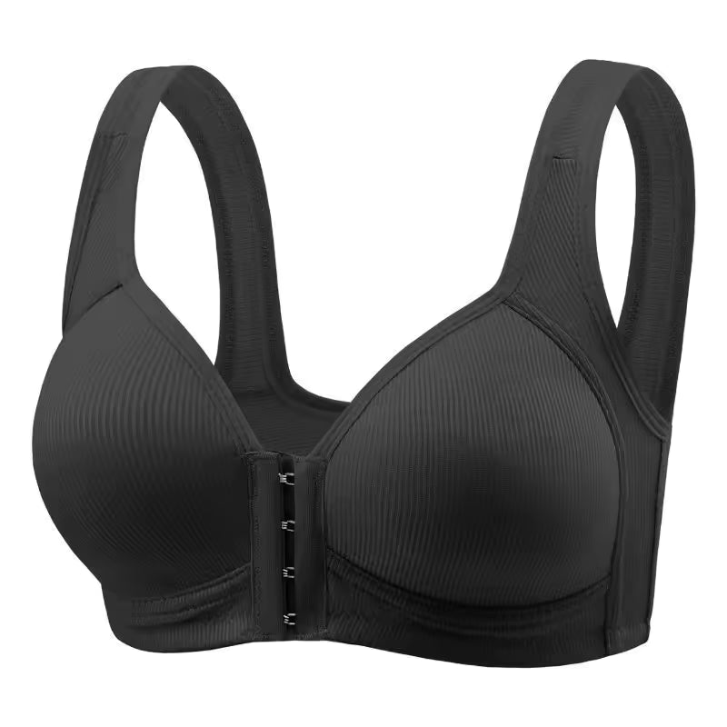 Selmira Plus-Size Frontknopf Verschluss Drahtloser BH – Elastischer Fester Cup, Push-up Komfort-Unterwäsche