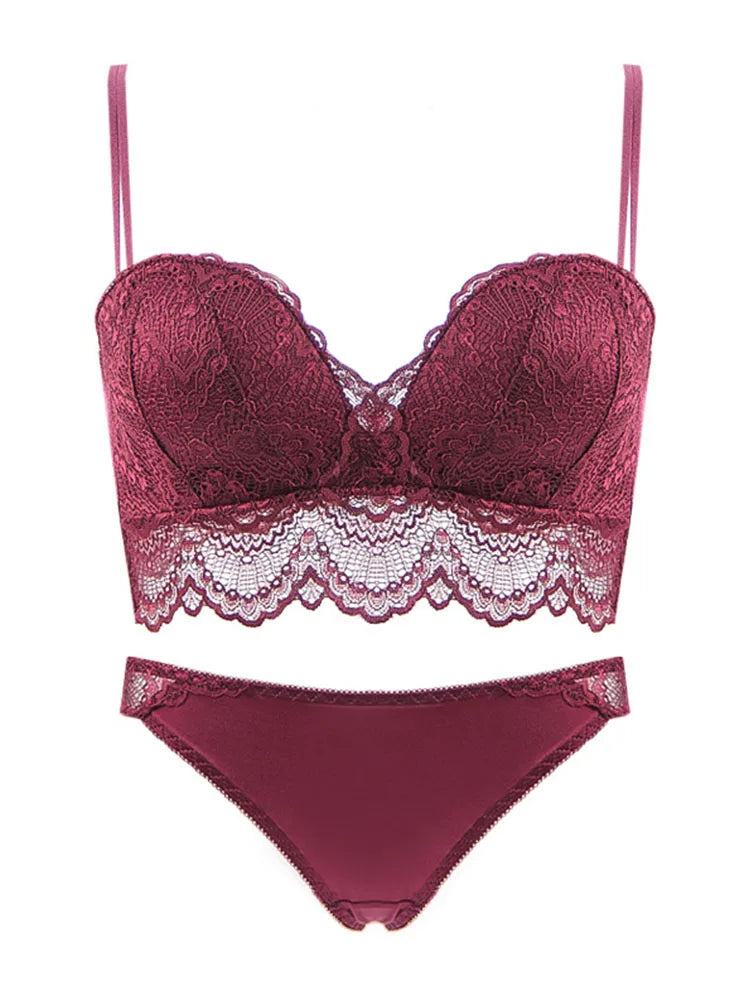 Push-Up BH Set Ohne Bügel | Nahtloser BH mit Polsterung & Spitze – Komfort BH Damen