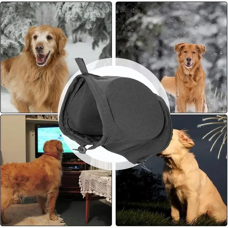kaufsy | Geräuschdämpfende Hundeohrenschützer | Bequemes, atmungsaktives Polyester zur Linderung von Ängsten bei Feuerwerk und Gewittern