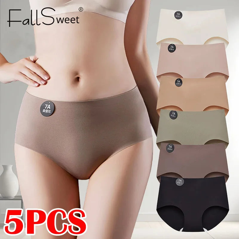 FallSweet 5PCS Nahtlose Eiskrepp Slips – Ultradünne, Atmungsaktive, Weiche Slips für Damen (M-XL)