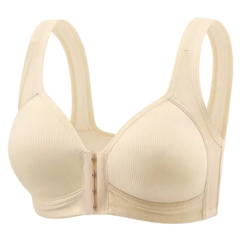 Selmira Plus-Size Frontknopf Verschluss Drahtloser BH – Elastischer Fester Cup, Push-up Komfort-Unterwäsche