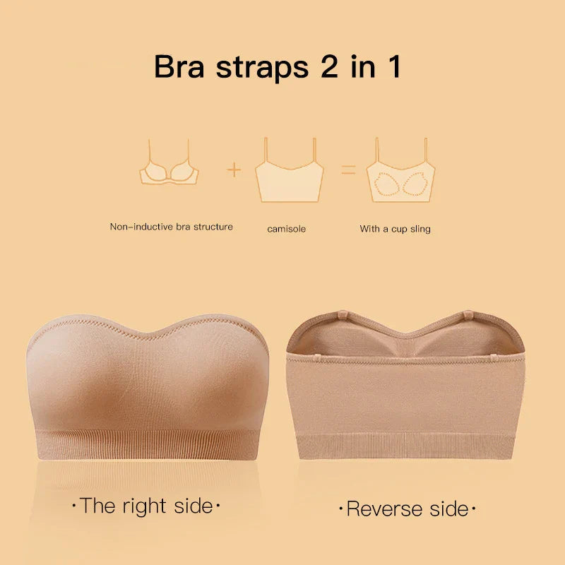 Selmira Strapless Push-up BH für Damen – Nahtloser Drahtloser BH, Rückenfreies Bralette, Abnehmbare Polsterung