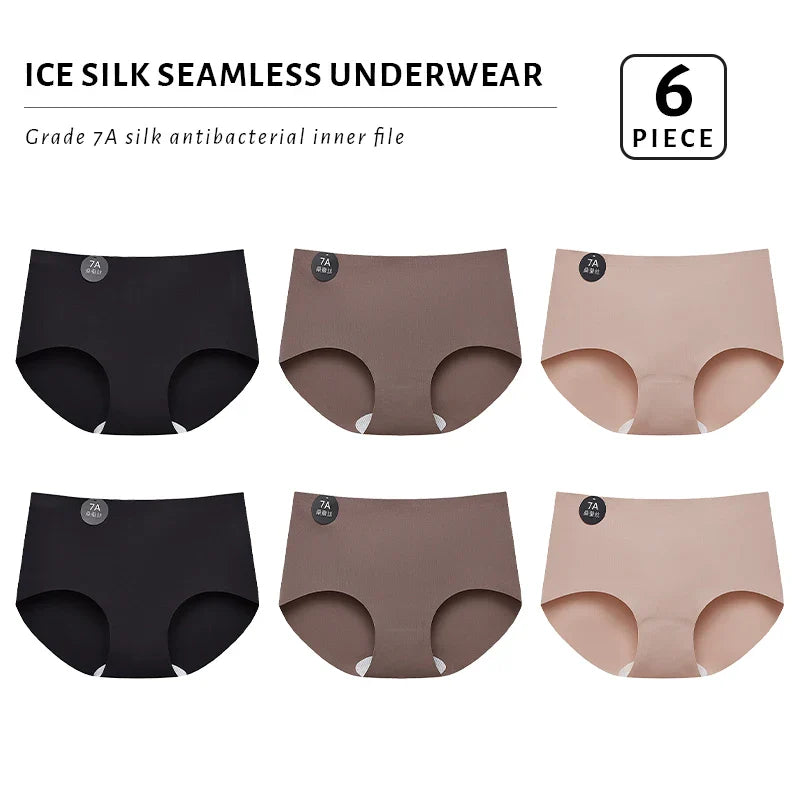 FallSweet 6PCS Nahtlose Seidenslips – Ultradünn, Hohe Elastizität, Weich, Atmungsaktive Unterwäsche für Damen