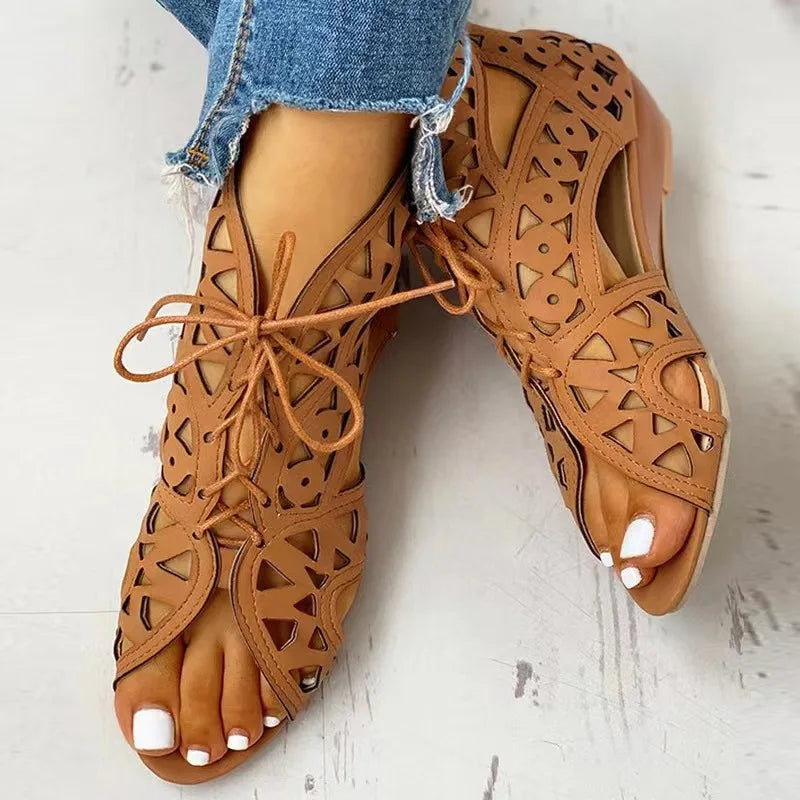 Selmira | Gladiator Stiefel Sandalen Freizeit Keilabsatz Komfort Frauen Schuhe