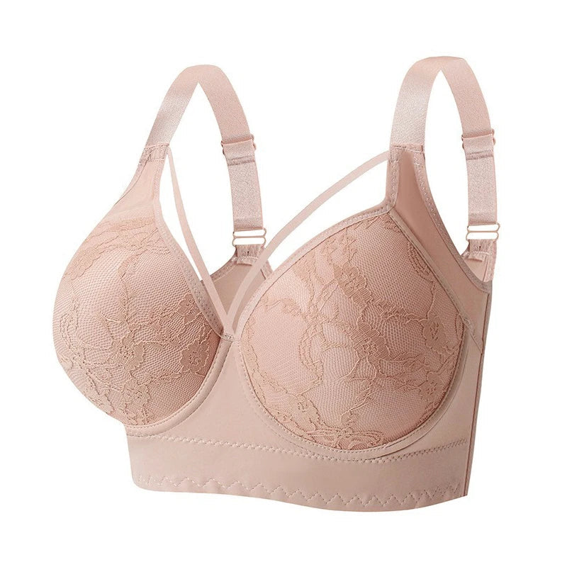 Selmira Plus-Size Spitzen Vollabdeckender BH für Damen – Tiefer Cup, Push-up, Bügel, Nahtlose Unterwäsche