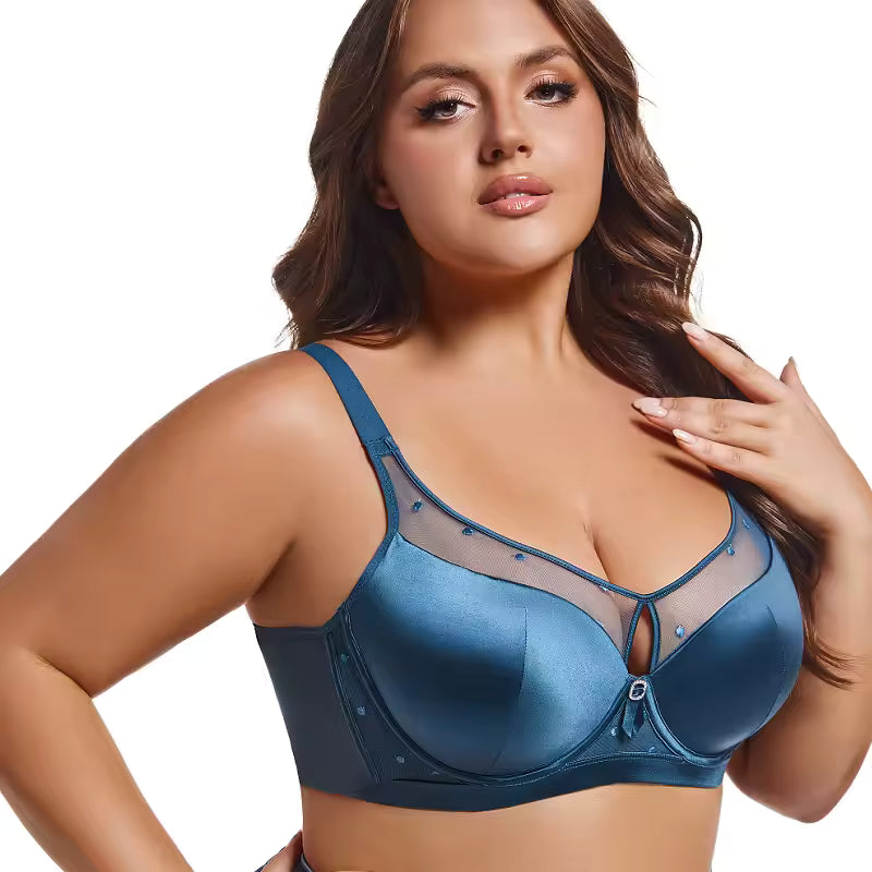 Selmira Groß-Size Push-up BH für Damen – Nahtloser Drahtloser BH, Strassdetail, Bequeme Unterwäsche