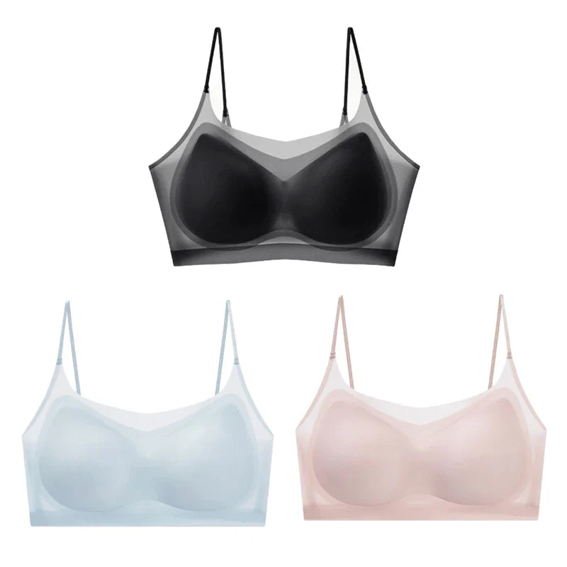 Selmira 3er-Pack Ultradünner Eiskrepp Gepolsterter BH – Nahtlos, Weich & Atmungsaktiv, Wireless Bralette