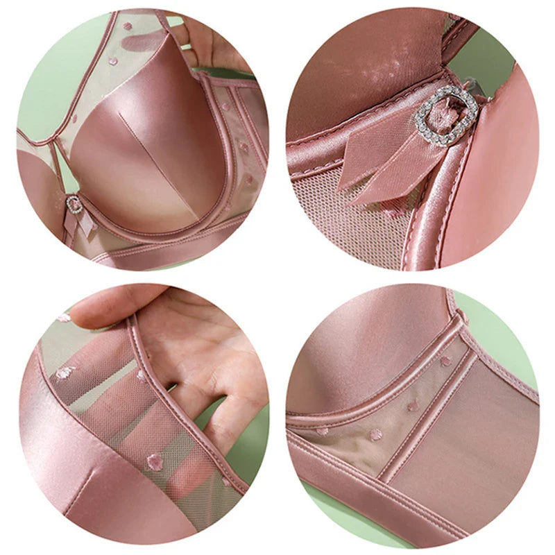 Selmira Groß-Size Push-up BH für Damen – Nahtloser Drahtloser BH, Strassdetail, Bequeme Unterwäsche