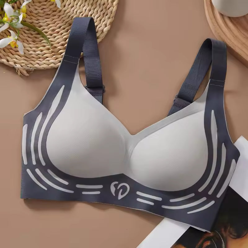 Selmira Nahtloser Push-up BH – Kein Stahlbügel, V-Ausschnitt Yoga Bralette für Damen