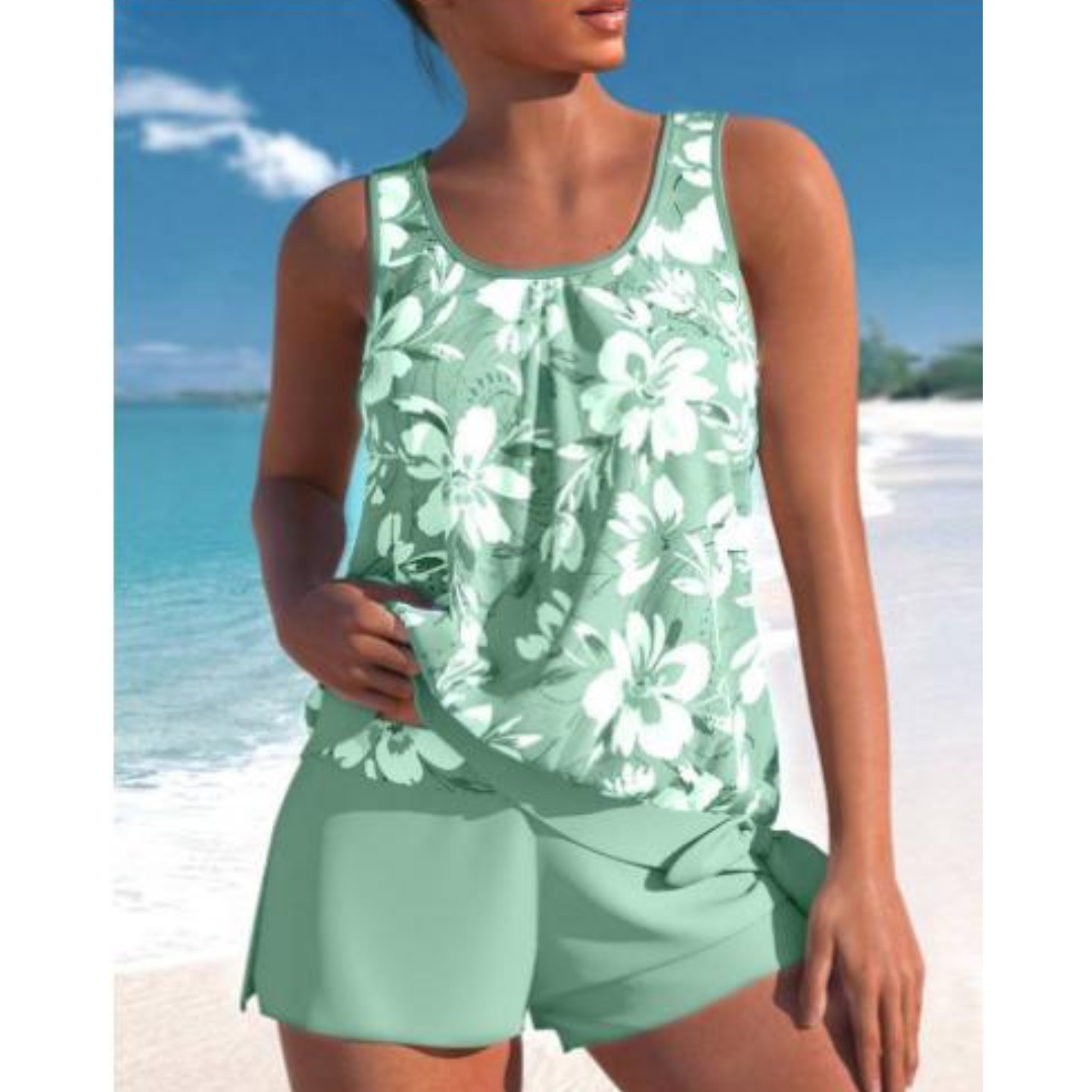 Selmira | Damen Blumenmuster Zweiteiliges Badeanzug Set Bright