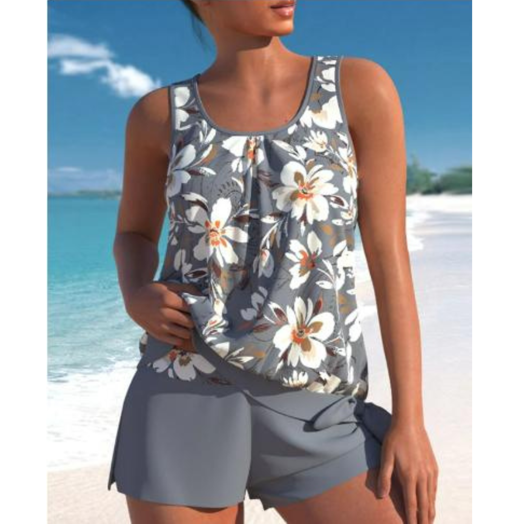 Selmira | Damen Blumenmuster Zweiteiliges Badeanzug Set Bright