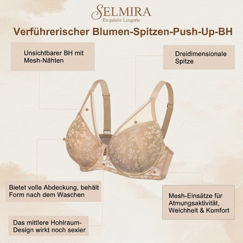 Spitzen-Push-up-BH mit Bügel und Polsterung, 1 Cup mehr