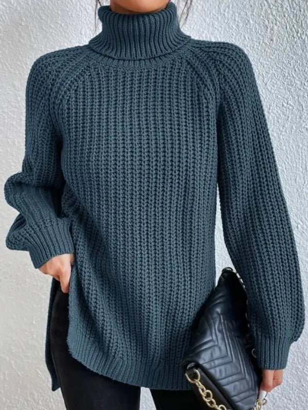 Selmira-rollkragenpullover Mit Raglanärmel Und Geteiltem Saum