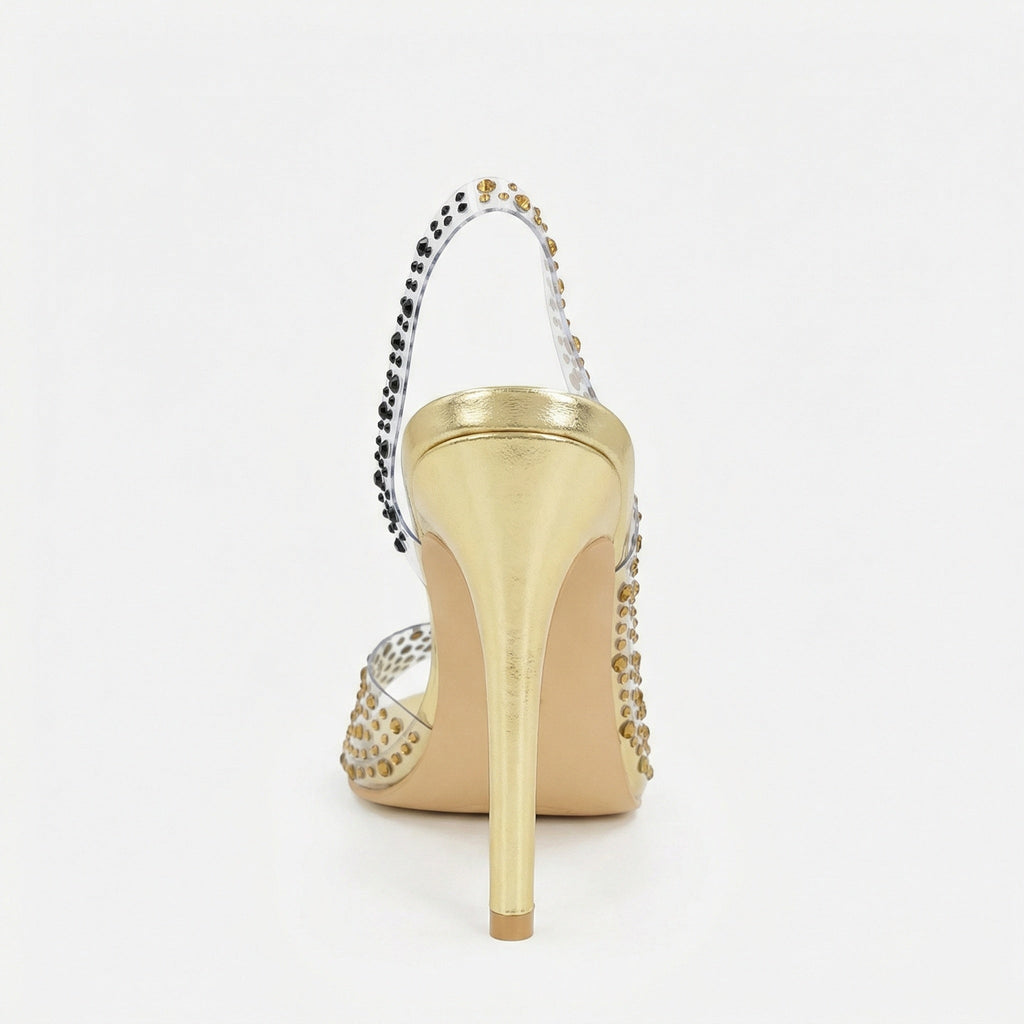 Damen Glamouröse High Heel Sandalen mit funkelndem Strassbesatz Selmira