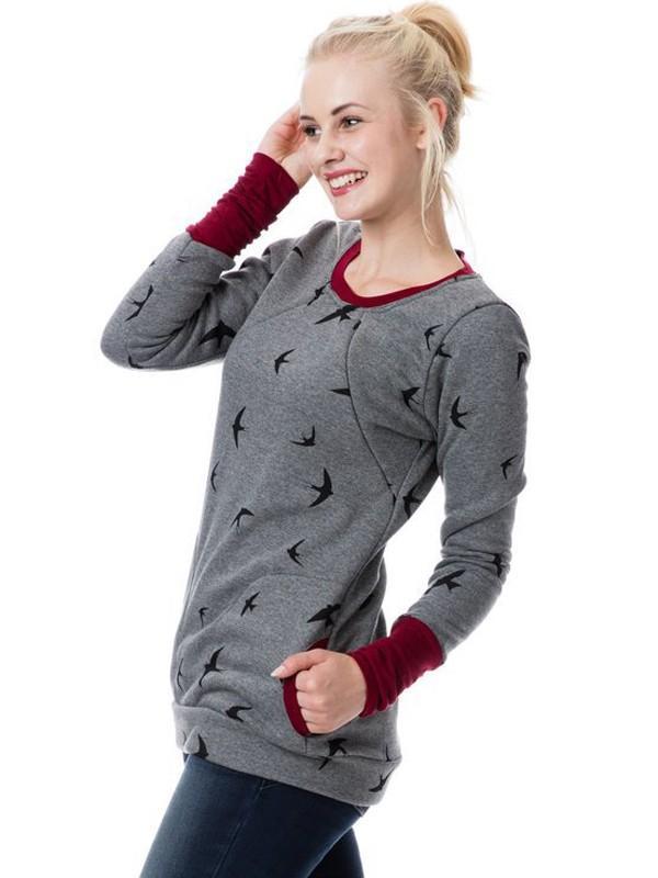 Selmira Schwangerschafts-Chaps, Krankenschwester-Sweatshirts, Blumendruck, Taschen, Reißverschluss, Stillkleidung
