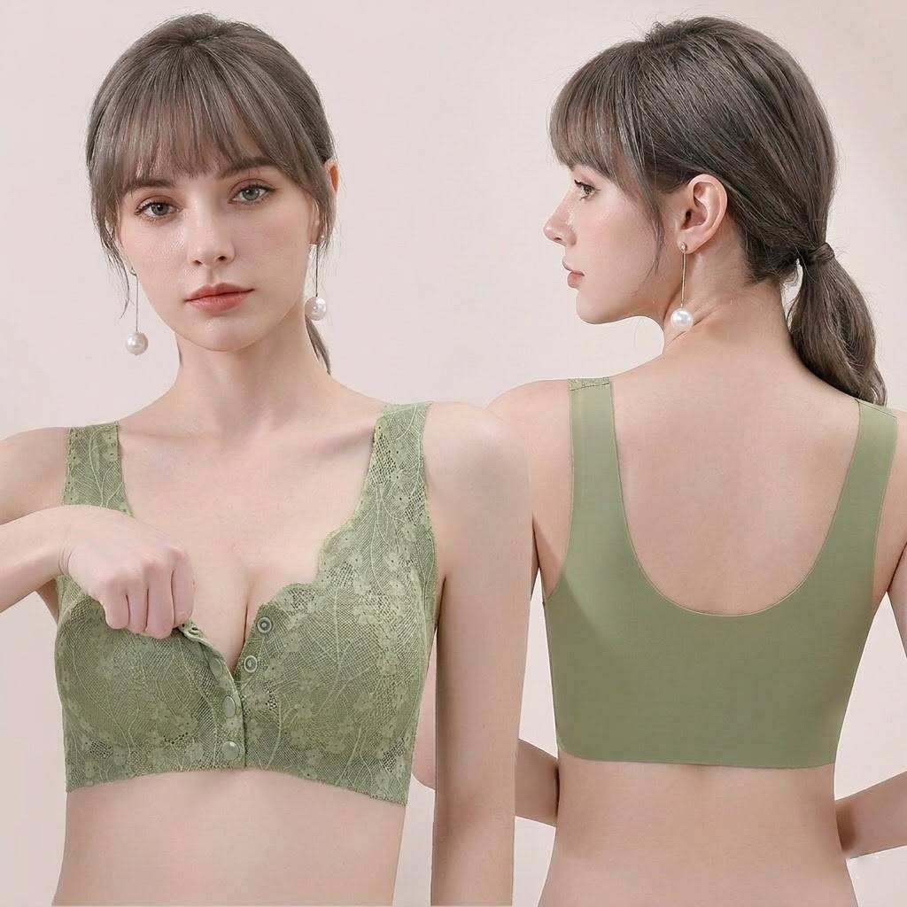 Selmira Frontverschluss Spitzen-BH – Nahtloser Wireless Push-up für Frauen mittleren Alters