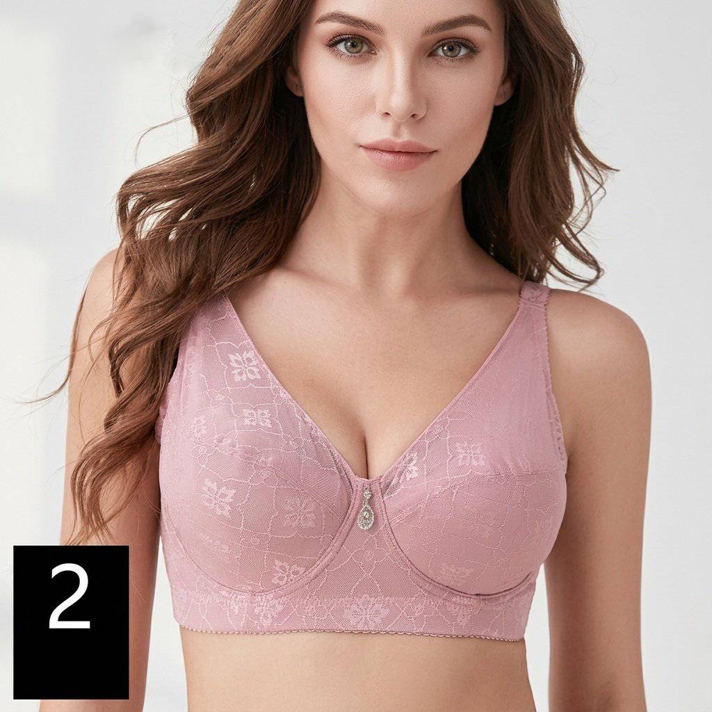 Selmira Plus-Size Spitzen-Unterstützter BH – Dünner Cup BH, Bequeme Unterwäsche